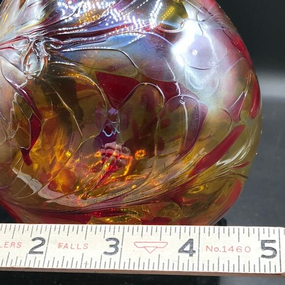 Hand Blown Glass Tear Drop Large Christmas Ornament Outdoor Orb 4.5" Diameter - Picture 6 of 6